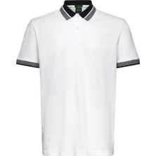 Boss Erkek Normal Kalıp %100 Pamuklu Logo Işlemeli Kısa Kollu Beyaz Polo Yaka T-Shirt 50548988-100