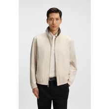 Boss Erkek Normal Kalıp Ekose Desenli Çift Taraflı Uzun Kollu Su Geçirmez Ekru Ceket 50549693-131