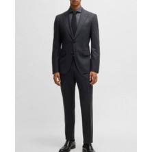 Boss Erkek Mikro Desenli Pamuklu Esnek Kumaş Dar Kesim Siyah Takım Elbise 50534913-001