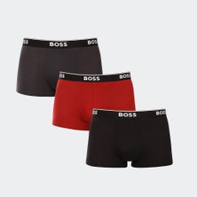 Boss Erkek Logolu Elastik Bel Bantlı Pamuklu 3'lü Paket Kahverengi Boxer 50531684-966