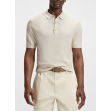 Boss Erkek Regular Fit Kısa Kollu Pamuk Karışımlı Örme Bej T-Shirt 50543148-131