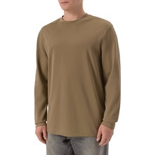 Boss Erkek Slim Fit Bisiklet Yaka Uzun Kollu Haki T-Shirt 50554524-245