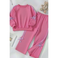My Kids Wear Kız Çocuk Çift Şerit Kurdele Üç Iplik Eşofman Takımı 3-10 Yaş 12340