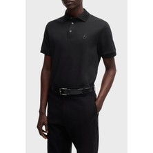 Boss Erkek Yumuşak Merserize Pamuklu Normal Kesim Kısa Kollu Siyah Polo Yaka T-Shirt 50533355-001