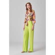 Explosion Kadın Regular Fit Cepli Bol Paçalı Elma Yeşili Pantolon EXP42451-ELMAYEŞİLİ