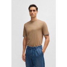 Boss Erkek Regular Fit Kısa Kollu Düz Bisiklet Yaka Bej T-Shirt 50501097-282
