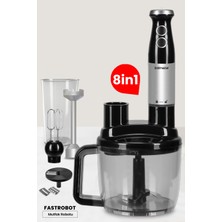Allians Paslanmaz Çelik Çok Amaçlı 8'li Mutfak Robotu ve Blender Seti Siyah