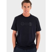 Boss Erkek Normal Kalıp Yuvarlak Yakalı Pamuklu Desenli Kısa Kollu Lacivert T-Shirt 50543874-402