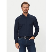 Boss Erkek Slim Fit Uzun Kollu Logo Desenli Lacivert Gömlek 50520291-404