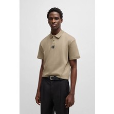 Hugo Erkek Dokuma Polo Yaka Kısa Kol Günlük Bej Polo Yaka T-Shirt 50517638-219