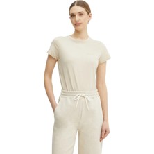 Boss Kadın Dar Kesim %100 Pamuk Yuvarlak Yakalı Kısa Kollu Bej T-Shirt 50541343-287