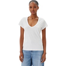 Boss Kadın Dar Kalıp %100 Pamuklu V Yaka Kısa Kollu Beyaz T-Shirt 50540432-100