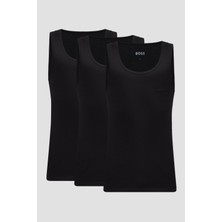 Boss Erkek Regular Fit Yuvarlak Yakalı %100 Pamuk 3'lü Paket Siyah Atlet 50542132-001