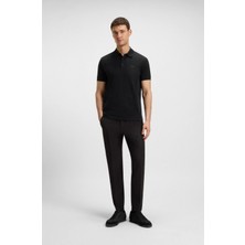 Boss Erkek Normal Kalıp %100 Pamuklu Jakarlı Kısa Kollu Siyah T-Shirt 50544170-001