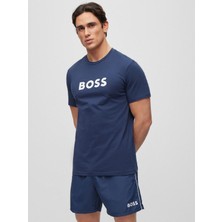 Boss Erkek Marka Logolu Regular Fit Pamuklu Kısa Kol Lacivert T-Shirt 50491706-413