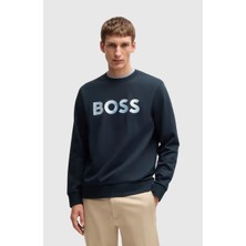 Boss Erkek Rahat Kesim Yuvarlak Yaka Kısa Kollu %100 Pamuklu Lacivert Sweatshirt 50531310-404
