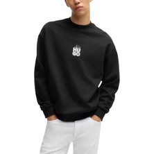 Hugo Erkek Rahat Kesim Duman Desenli Pamuklu Uzun Kollu Siyah Sweatshirt 50530427-001