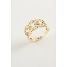 Nacario Zincir Şekilli Zirkon Taşlı Yüzük