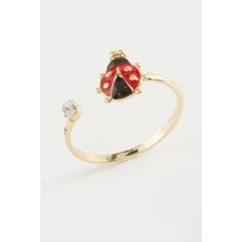 Nacario Uğur Böceği Mineli Taşlı Yüzük