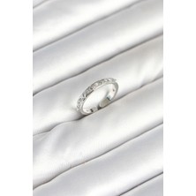 Nacario Bfs Pirinç Gümüş Renk Zirkon Taşlı Kadın Yüzük