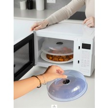 PremiumPort Şeffaf Mikrodalga Fırın Koruma Kapağı 29 Cm, Buhar Delikli, Isıya Dayanıklı