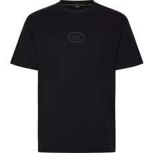 Boss Erkek Regular Fit Yuvarlak Yakalı Logo Işlemeli Pamuklu Kısa Kollu Siyah T-Shirt 50547971-001