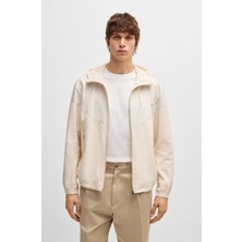 Boss Erkek Kapüşonlu Yaka Uzun Kollu Fermuarlı Ekru Ceket 50520027-131