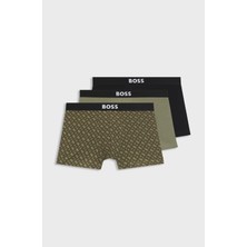 Boss Erkek Logolu Bel Bantlı Pamuklu 3'lü Paket Siyah Boxer 50549832-971