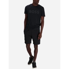 Erkek Boss Yazılı Kısa Kollu Bisiklet Yaka Siyah T-Shirt 50531244-001