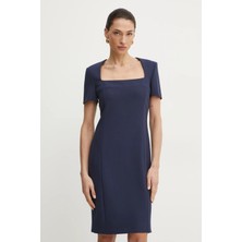 Hugo Kadın Pamuklu Regular Fit Düz Kısa Kollu Lacivert Elbise 50535199-406