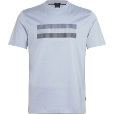 Boss Erkek Regular Fit Yuvarlak Yaka Pamuklu Baskılı Kısa Kollu Açık Mavi T-Shirt 50531862-454