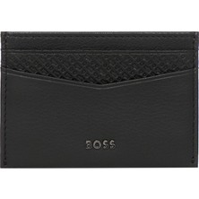 Boss Erkek Hakiki Deri Logo Kabartmalı Siyah Kartlık 50558596-001