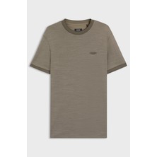 Boss Erkek Normal Kalıp Yuvarlak Yakalı Logo Imzalı Kısa Kollu Kahverengi T-Shirt 50553812-077