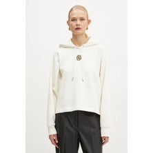 Hugo Kadın Normal Kesim Kapüşonlu Pamuklu Uzun Kollu Krem Sweatshirt 50537934-119