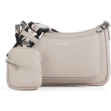 Hugo Kadın Marka Logolu Ayarlanabilir Omuz Askılı Bej Omuz Çantası 50516579-031