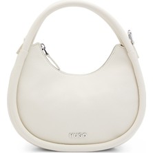 Hugo Kadın Metal Logolu Çıkarılabilir Çapraz Askılı Fermuarlı Krem Omuz Çantası 50516927-110