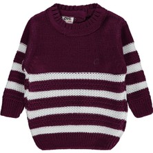 Civil Baby Triko Çizgili 6-18 Ay Kazak - Lila 12-18 Ay