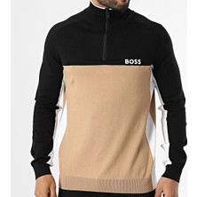 Boss Erkek Marka Logo Detaylı Regular Fit Uzun Kollu Siyah Kazak 50528740-001