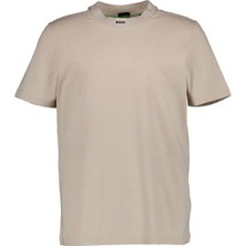 Erkek Boss Yazılı Kısa Kollu Bisiklet Yaka Krem T-Shirt 50537836-284