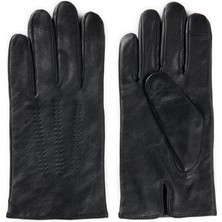 Boss Erkek Yumuşak Astarlı Ekran Uyumlu Parmak Uçlu Esnek Napa Deri Siyah Eldiven 50526681-001