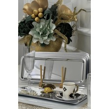 PremiumPort Şık Gümüş Sunum Tepsisi Seti 33X13 Cm, 6'lı Paket, Zarif ve Kullanışlı