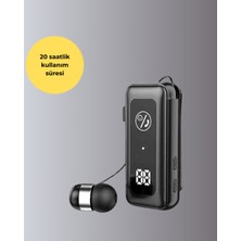 Bluetooth 5.2 Kablolu Makaralı Kulaklık | Dijital Ekran ve Titreşimli Bildirim - Lisinya