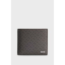 Boss Erkek Logo Desenli Deri Kahverengi Kartlık 50552830-201