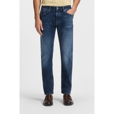 Boss Erkek Dar Kalıp Düz Paça Pamuklu Denim Lacivert Jeans 50549814-434