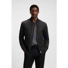 Boss Erkek Regular Fit Dik Yaka Su Geçirmez Kumaş Astarlı Uzun Kollu Siyah Ceket 50544097-001