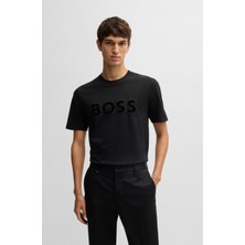 Boss Erkek Pamuklu Marka Logolu Yuvarlak Yaka Siyah T-Shirt 50527338-001
