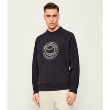 Boss Erkek Regular Fit Yuvarlak Yakalı Dokulu Logo Işlemeli Lacivert Sweatshirt 50553573-402