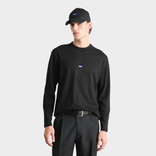 Hugo Erkek Marka Logolu Uzun Kollu Bisiklet Yaka Günlük Siyah T-Shirt 50519962-001