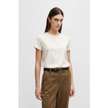 Hugo Kadın Regular Fit Yuvarlak Yaka Kısa Kollu Krem T-Shirt 50534800-118