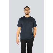 Boss Erkek Regular Fit Yuvarlak Yakalı Cep Detaylı Pamuklu Kısa Kollu Lacivert T-Shirt 50543326-404